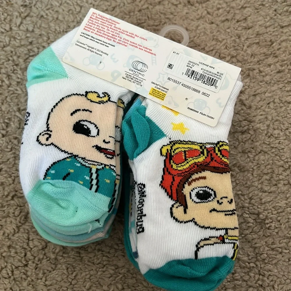 Cocomelon Moonbug toddler Socks 10pck 4T-5T NEW